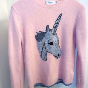 Coach sweater medium women pink unicorn